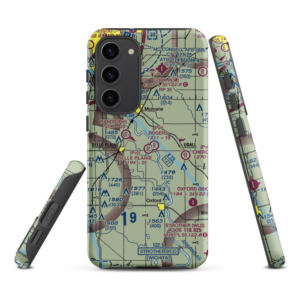 Belle Plaine Farms Airport (SN10) VFR Sectional Samsung Phone Case Samsung Galaxy S23 Plus model shown