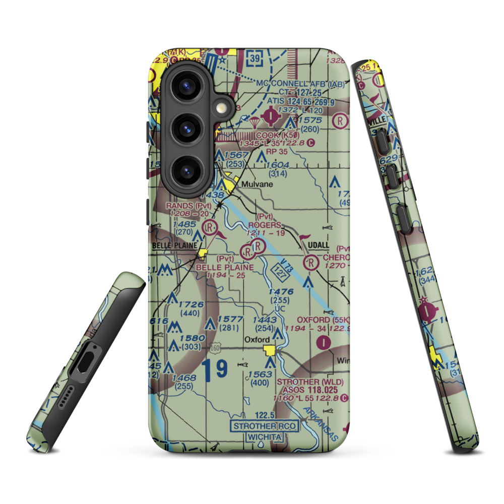 Belle Plaine Farms Airport (SN10) VFR Sectional Samsung Phone Case Samsung Galaxy S24 Plus model shown