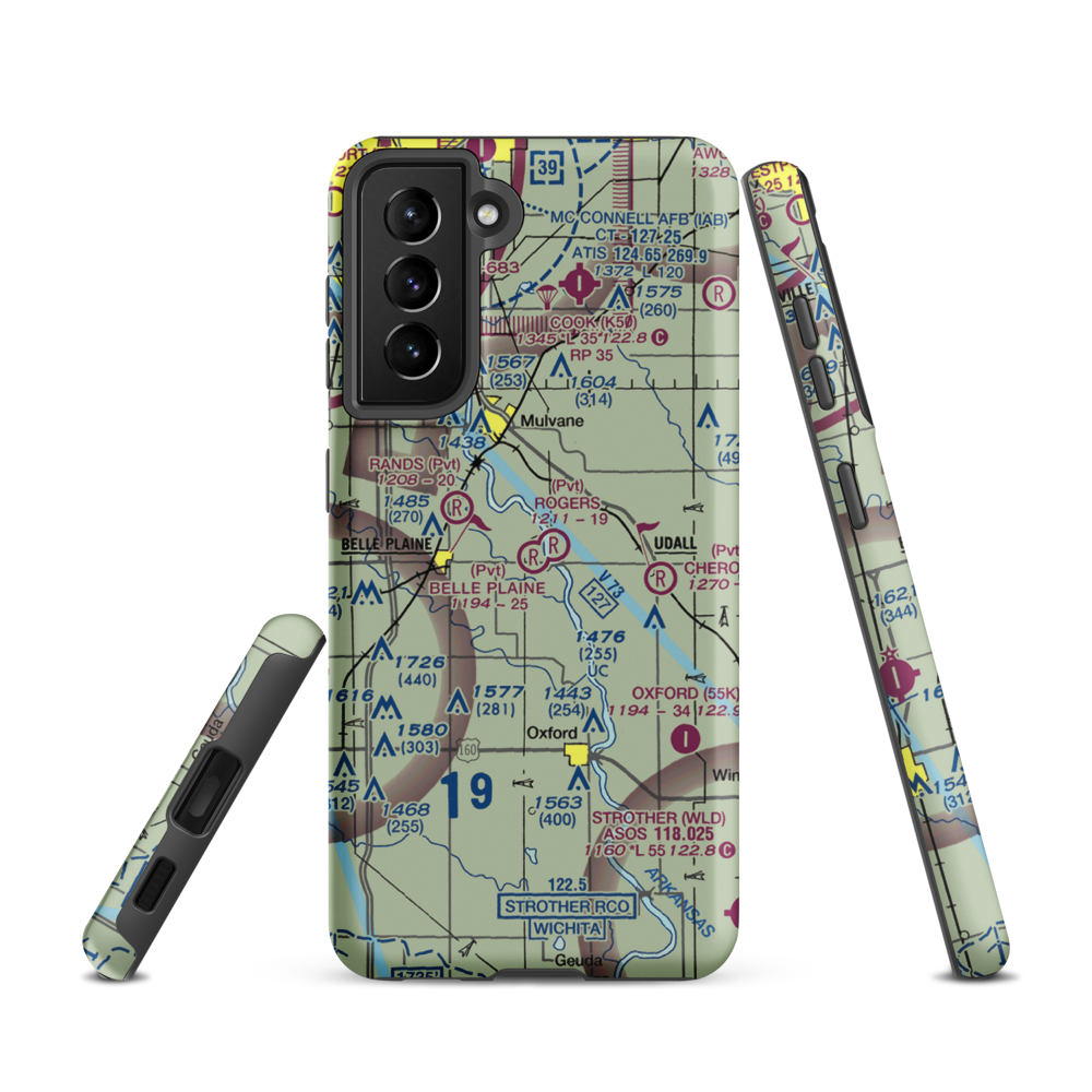 Belle Plaine Farms Airport (SN10) VFR Sectional Samsung Phone Case Samsung Galaxy S21 model shown
