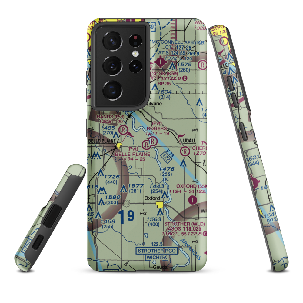 Belle Plaine Farms Airport (SN10) VFR Sectional Samsung Phone Case Samsung Galaxy S21 Ultra model shown