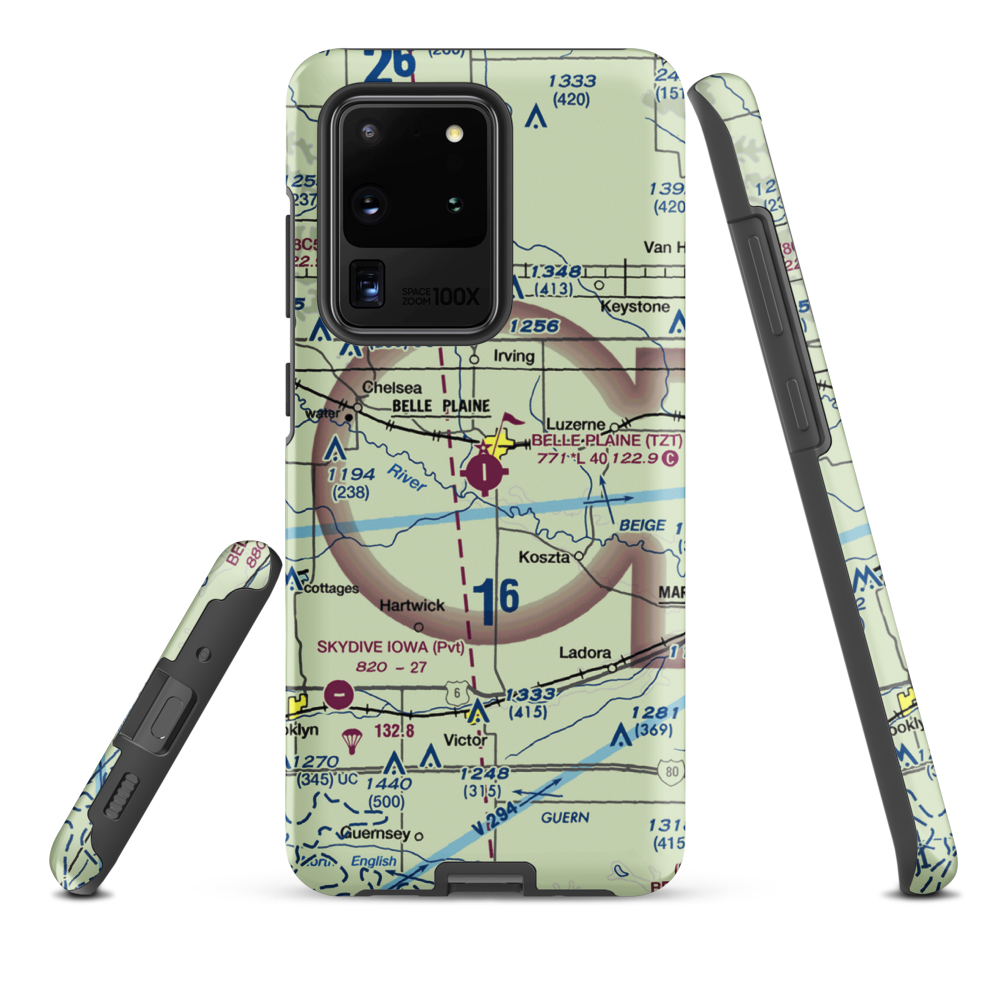 Belle Plaine Municipal Airport (TZT) VFR Sectional Samsung Phone Case Samsung Galaxy S20 Ultra model shown