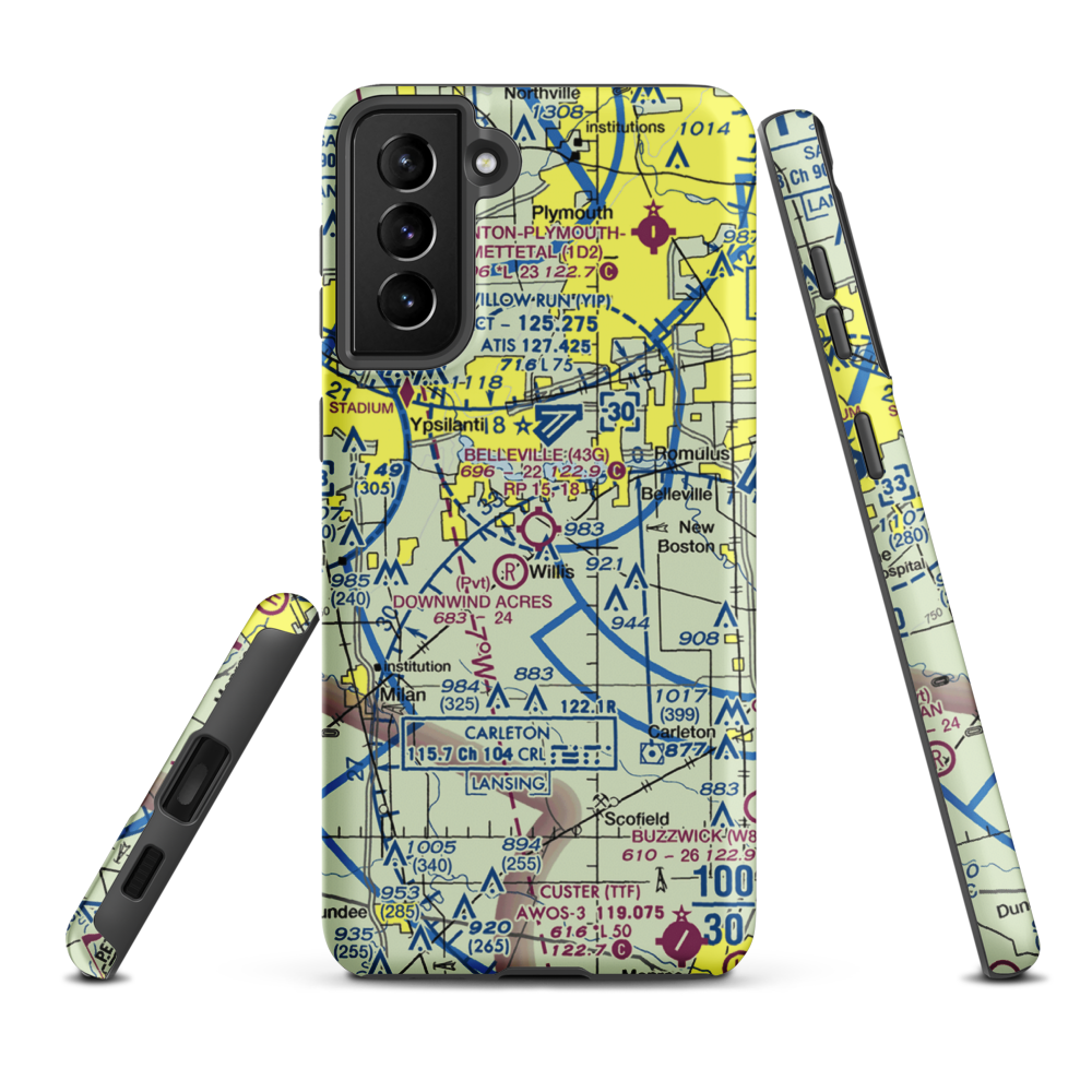 Belleville Airport (43G) VFR Sectional Samsung Phone Case Samsung Galaxy S21 Plus model shown