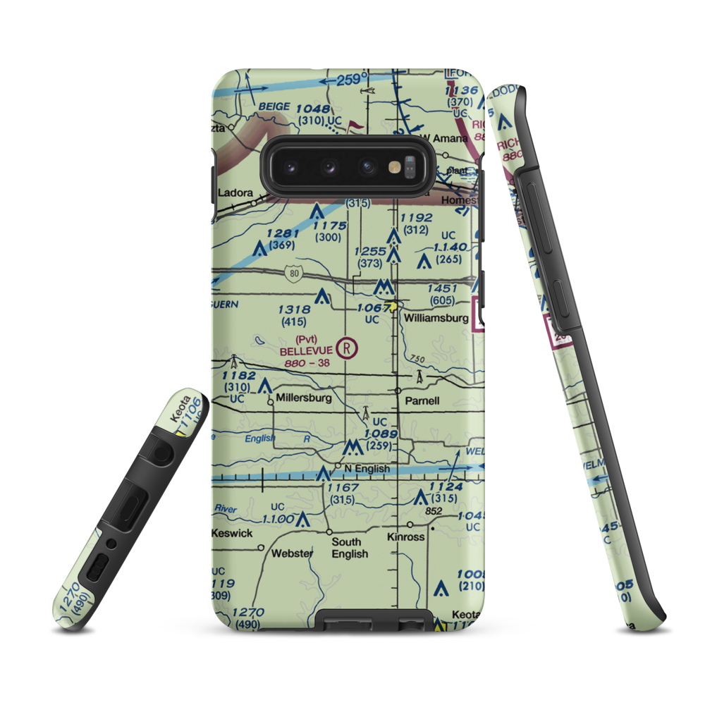 Bellevue Farms Airport (59IA) VFR Sectional Samsung Phone Case Samsung Galaxy S10 Plus model shown