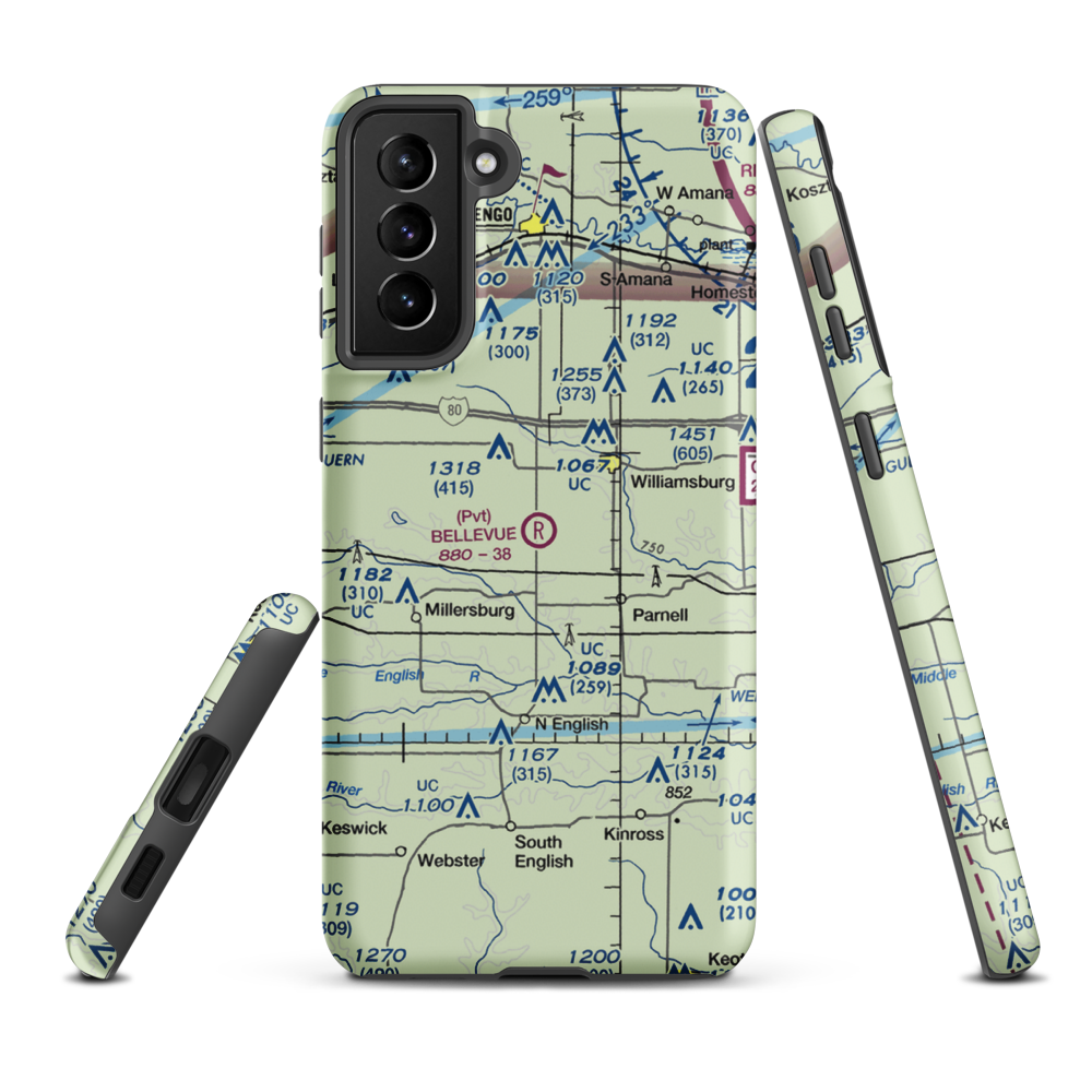 Bellevue Farms Airport (59IA) VFR Sectional Samsung Phone Case Samsung Galaxy S21 FE model shown