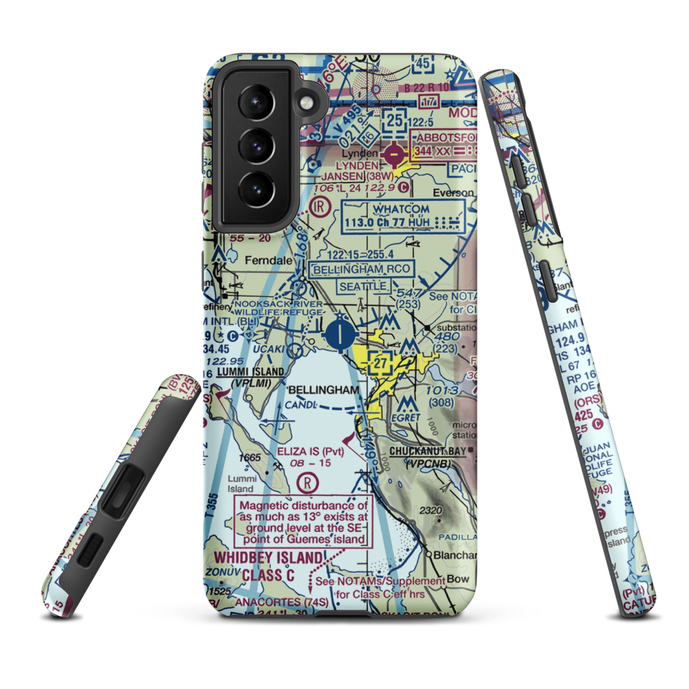 Bellingham International Airport (BLI) VFR Sectional Samsung Phone Case Samsung Galaxy S21 FE model shown
