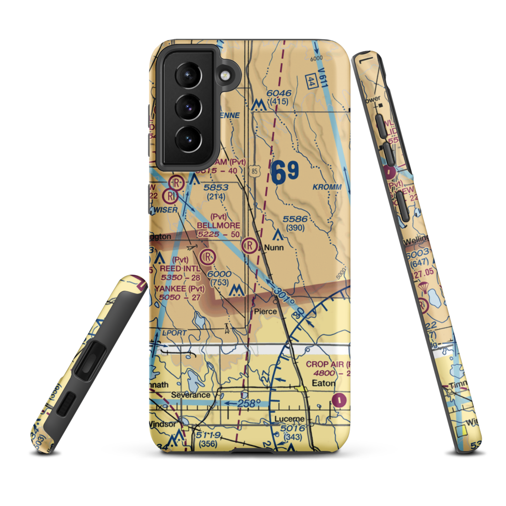 Bellmore Farms Airport (1CO3) VFR Sectional Samsung Phone Case Samsung Galaxy S21 FE model shown