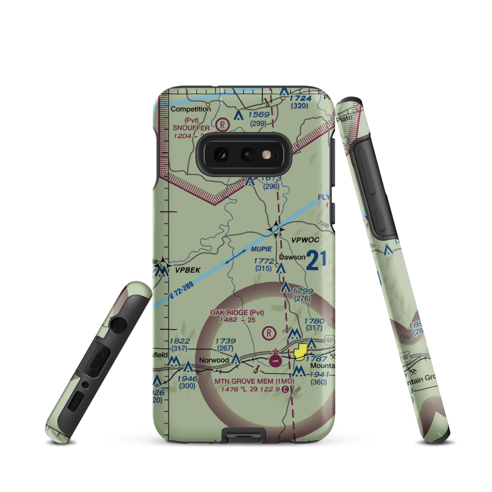 Belly Acres Ranch Airport (22MO) VFR Sectional Samsung Phone Case Samsung Galaxy S10e model shown