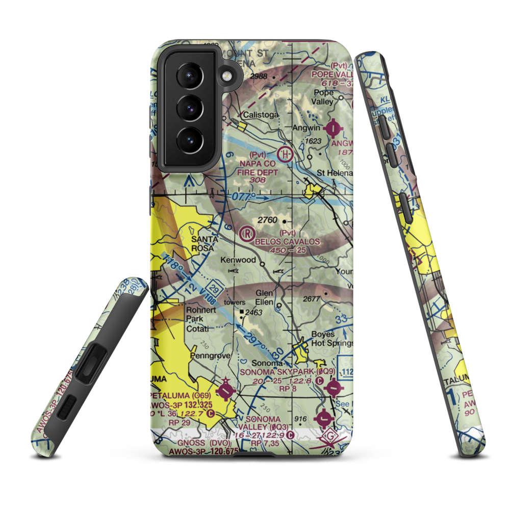 Belos Cavalos Airport (CA39) VFR Sectional Samsung Phone Case Samsung Galaxy S21 Plus model shown