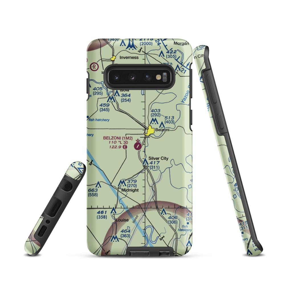 Belzoni Municipal Airport (1M2) VFR Sectional Samsung Phone Case Samsung Galaxy S10 model shown