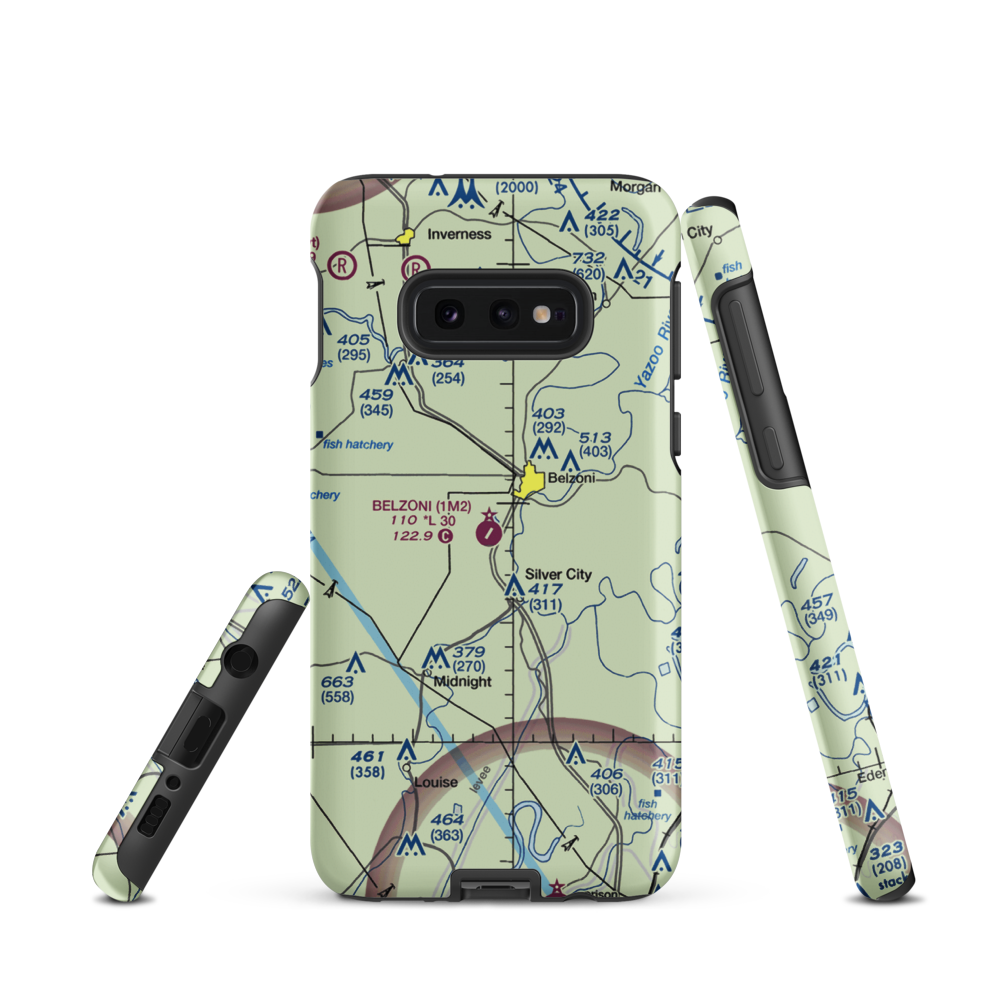 Belzoni Municipal Airport (1M2) VFR Sectional Samsung Phone Case Samsung Galaxy S10 Plus model shown