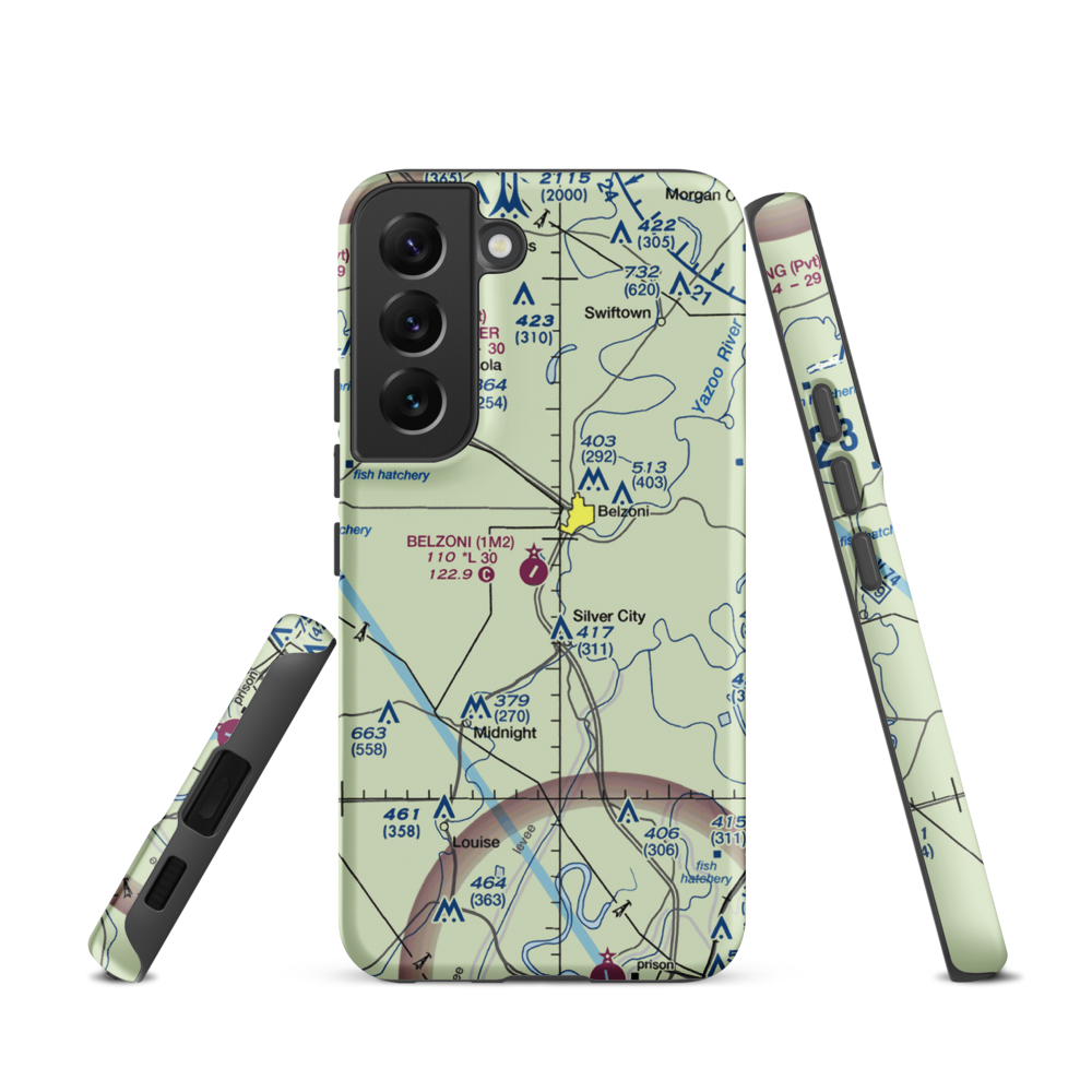 Belzoni Municipal Airport (1M2) VFR Sectional Samsung Phone Case Samsung Galaxy S22 model shown