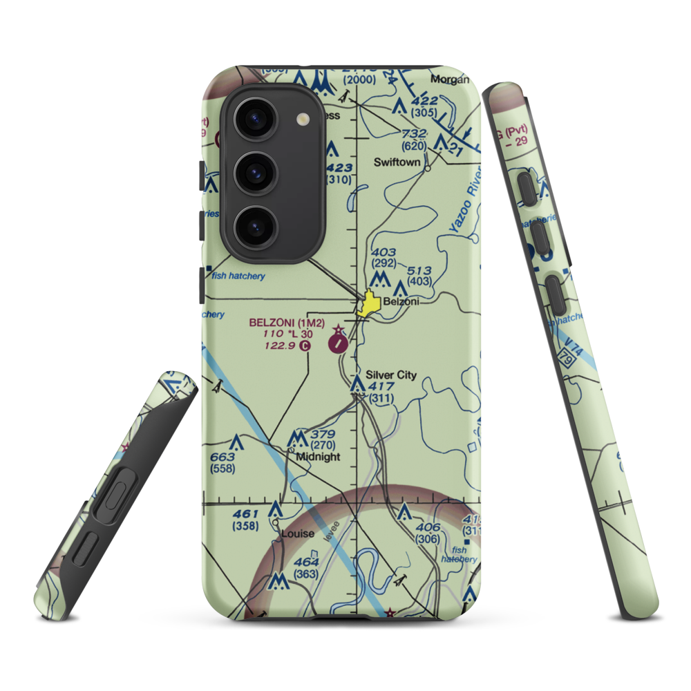 Belzoni Municipal Airport (1M2) VFR Sectional Samsung Phone Case Samsung Galaxy S23 Plus model shown