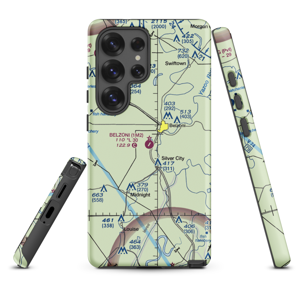 Belzoni Municipal Airport (1M2) VFR Sectional Samsung Phone Case Samsung Galaxy S25 Ultra model shown