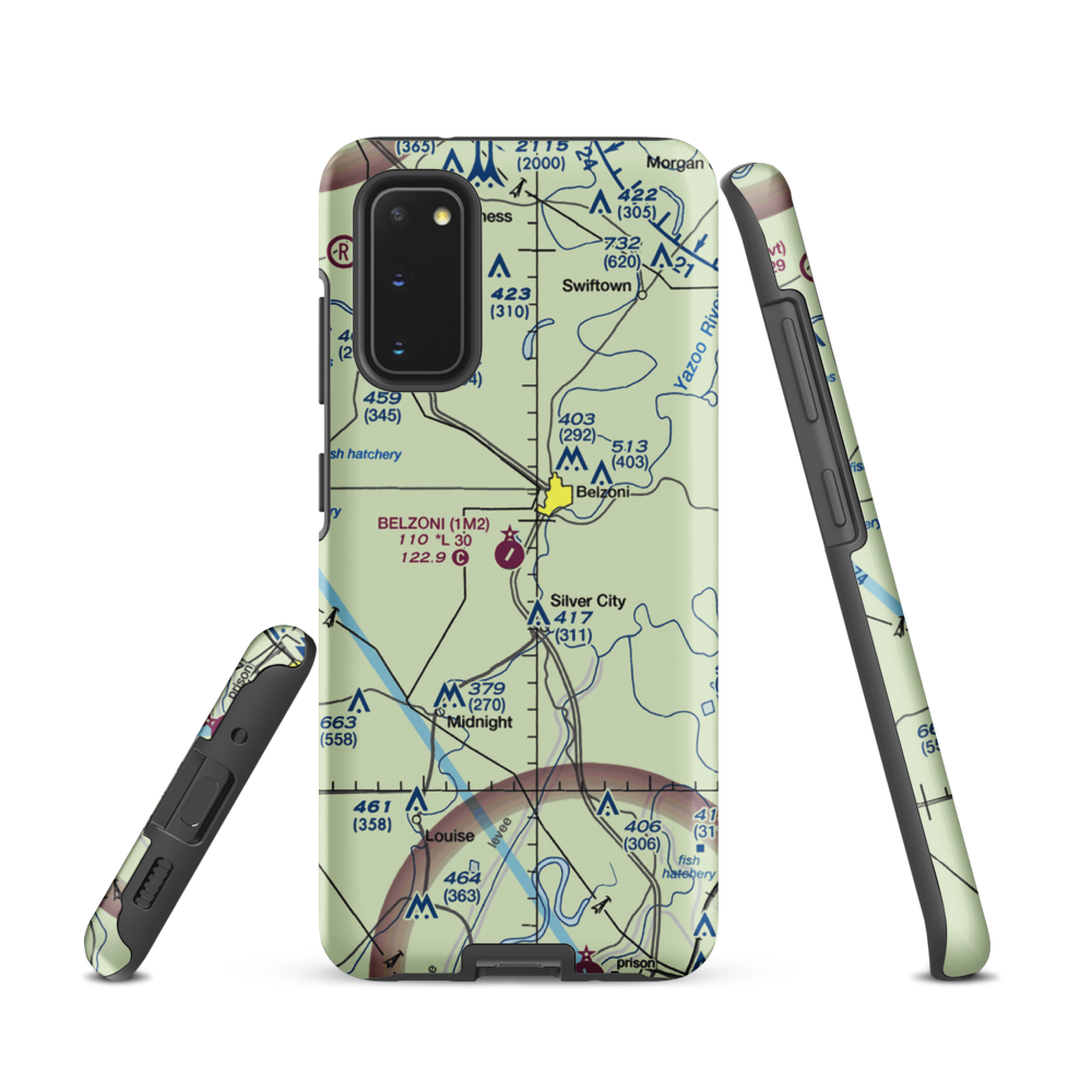 Belzoni Municipal Airport (1M2) VFR Sectional Samsung Phone Case Samsung Galaxy S20 model shown