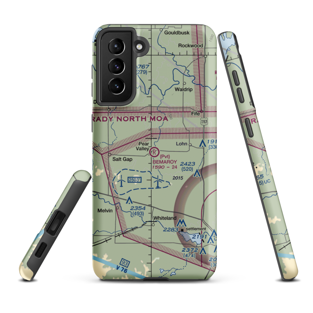 Bemaroy Airport (8XS0) VFR Sectional Samsung Phone Case Samsung Galaxy S21 Plus model shown
