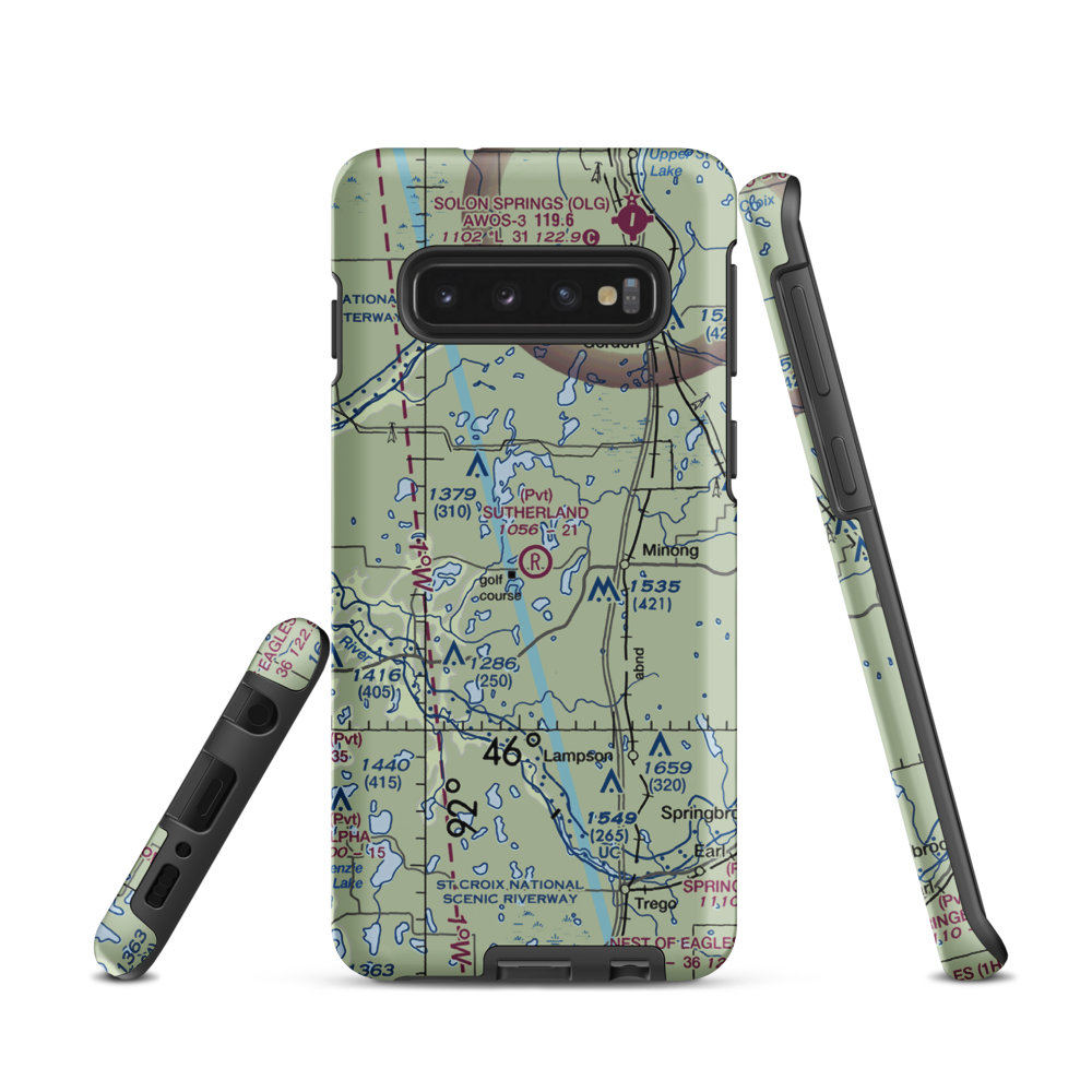 Ben Sutherland Airport (WI33) VFR Sectional Samsung Phone Case Samsung Galaxy S10 model shown