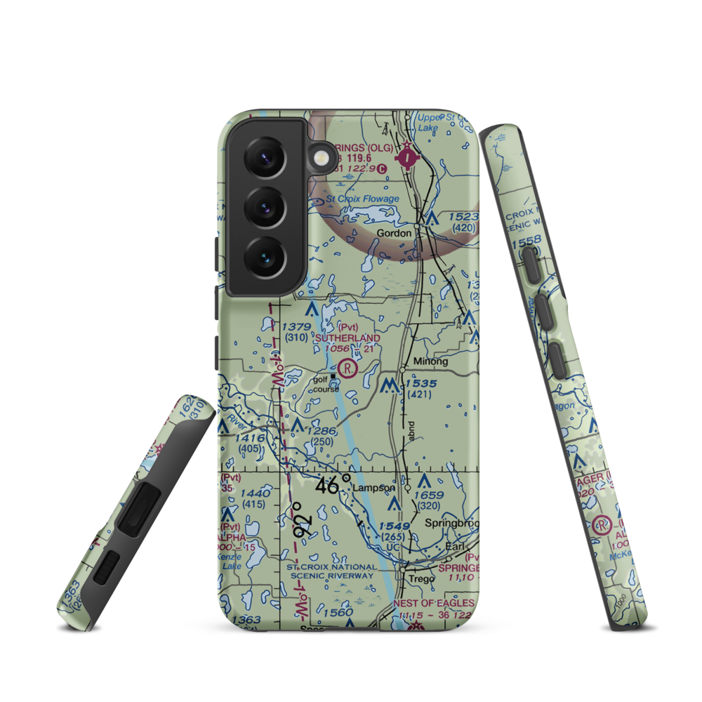 Ben Sutherland Airport (WI33) VFR Sectional Samsung Phone Case Samsung Galaxy S22 model shown