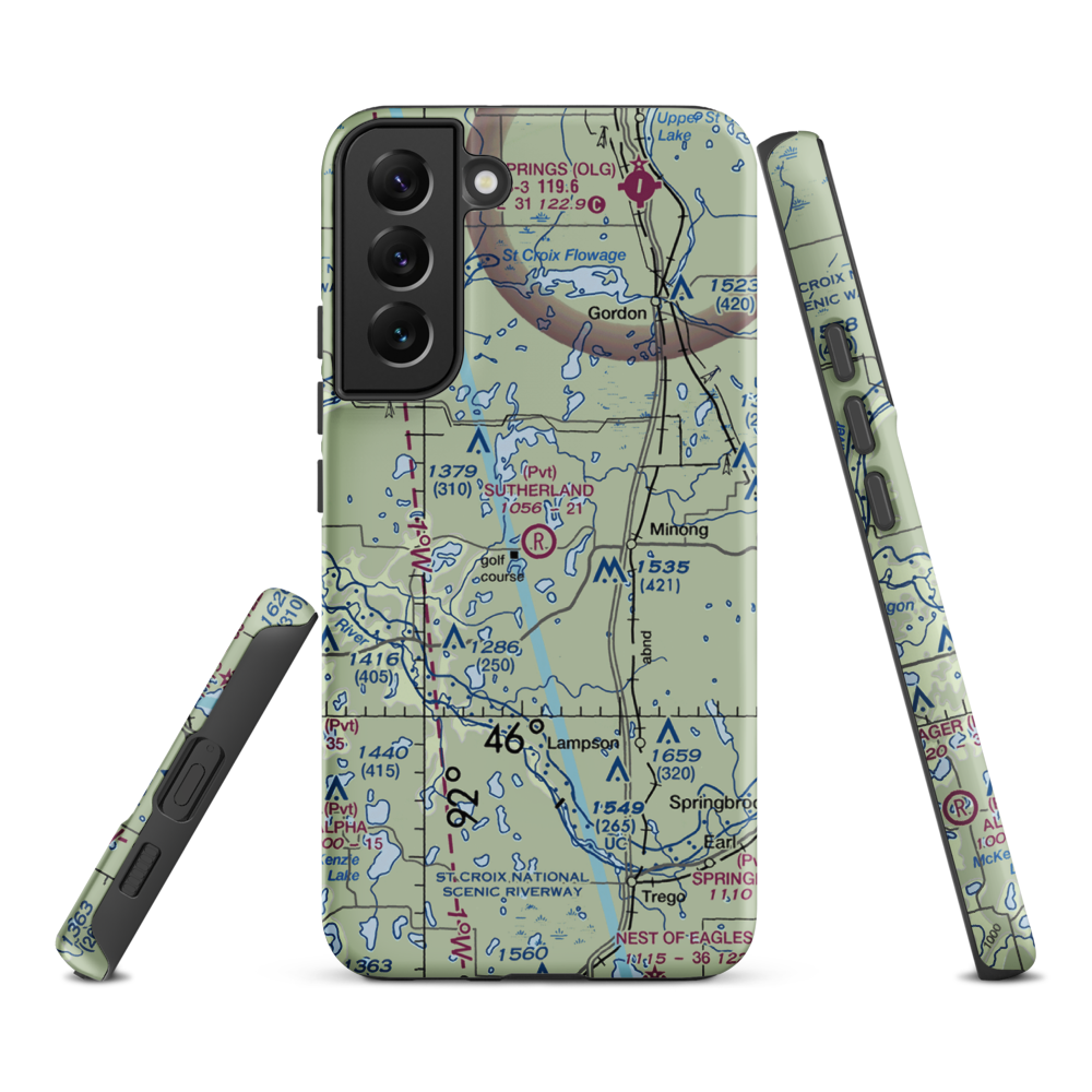 Ben Sutherland Airport (WI33) VFR Sectional Samsung Phone Case Samsung Galaxy S22 Plus model shown
