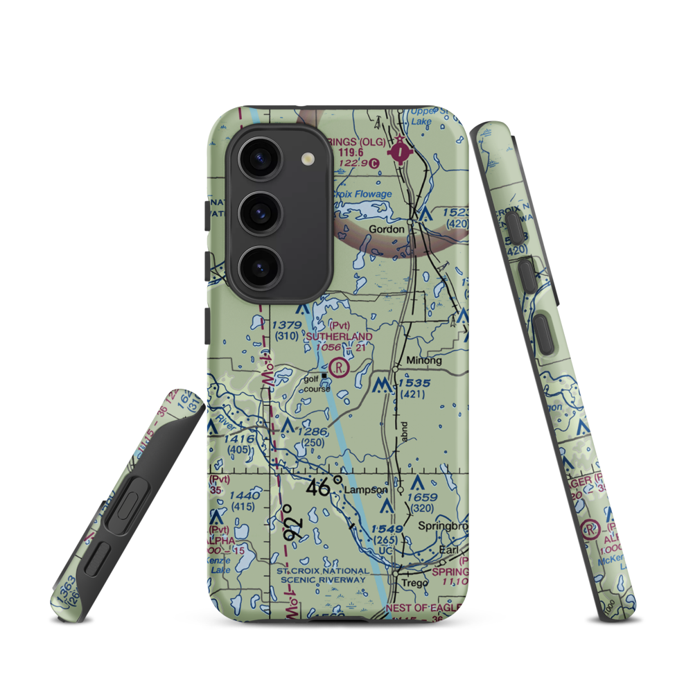 Ben Sutherland Airport (WI33) VFR Sectional Samsung Phone Case Samsung Galaxy S23 model shown