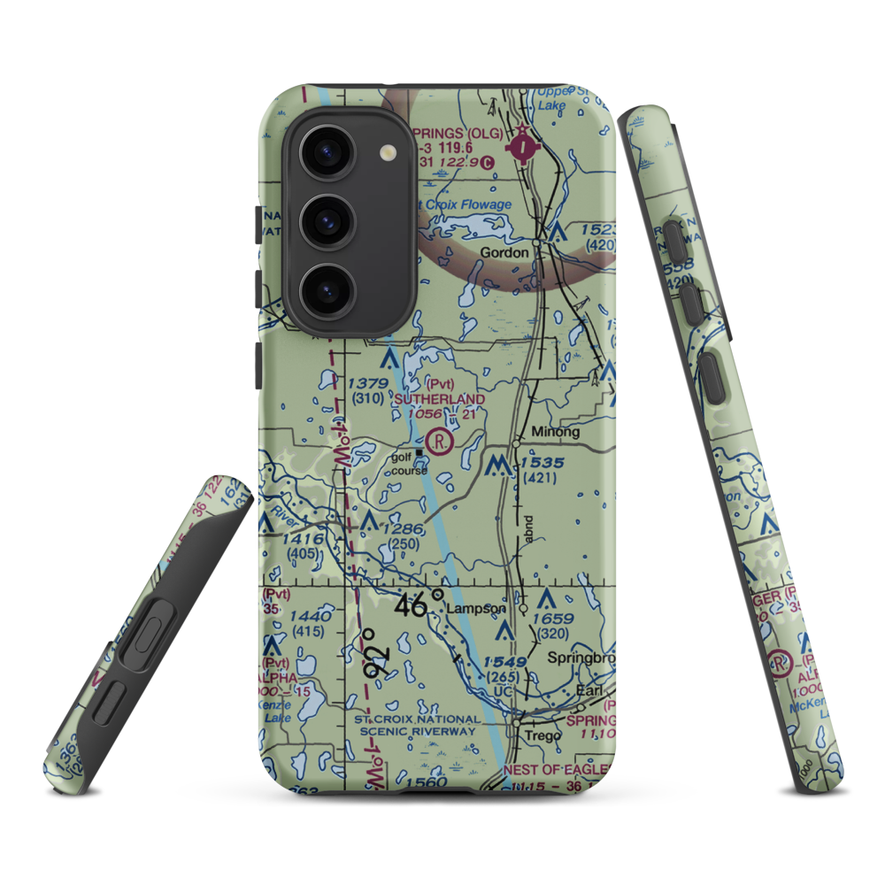 Ben Sutherland Airport (WI33) VFR Sectional Samsung Phone Case Samsung Galaxy S23 Plus model shown
