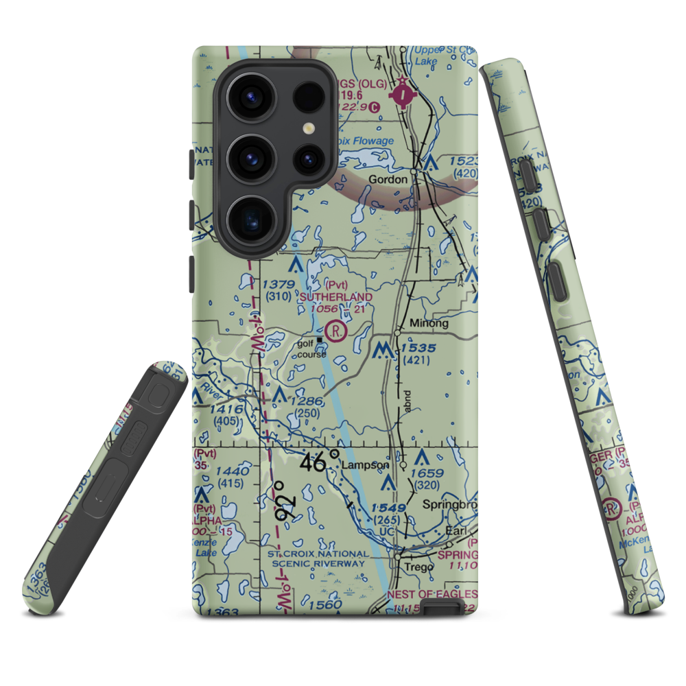 Ben Sutherland Airport (WI33) VFR Sectional Samsung Phone Case Samsung Galaxy S23 Ultra model shown