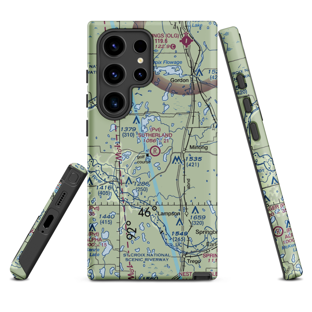Ben Sutherland Airport (WI33) VFR Sectional Samsung Phone Case Samsung Galaxy S24 Ultra model shown