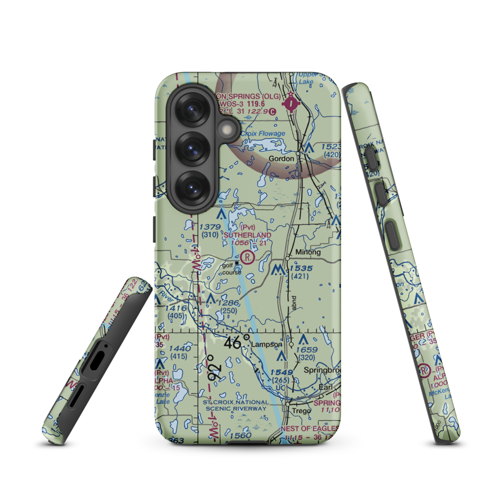 Ben Sutherland Airport (WI33) VFR Sectional Samsung Phone Case Samsung Galaxy S25 model shown
