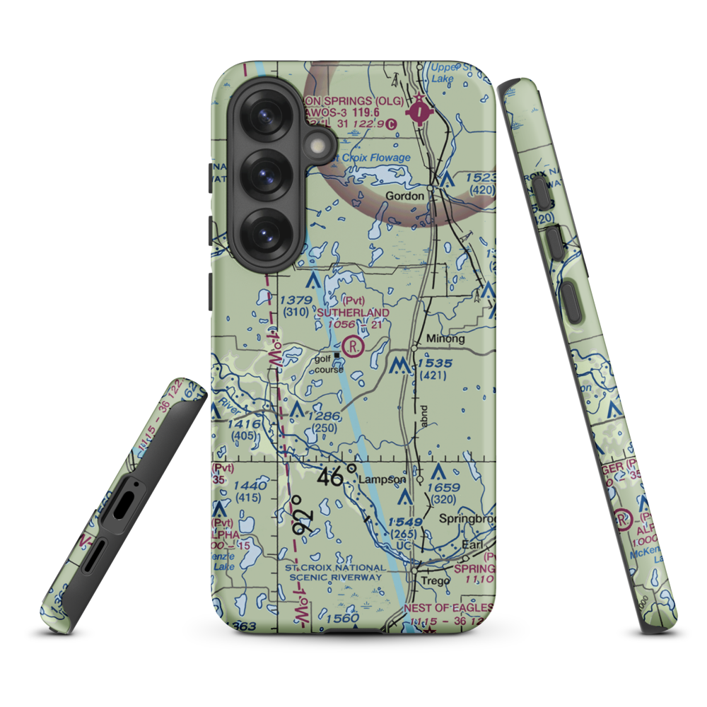 Ben Sutherland Airport (WI33) VFR Sectional Samsung Phone Case Samsung Galaxy S25 Plus model shown
