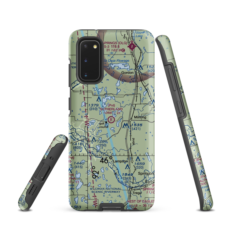 Ben Sutherland Airport (WI33) VFR Sectional Samsung Phone Case Samsung Galaxy S20 model shown
