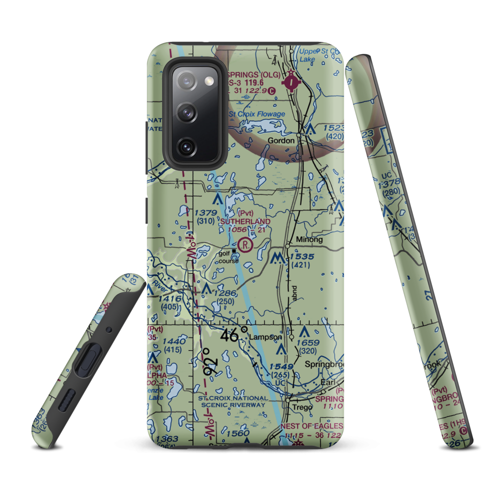Ben Sutherland Airport (WI33) VFR Sectional Samsung Phone Case Samsung Galaxy S20 FE model shown