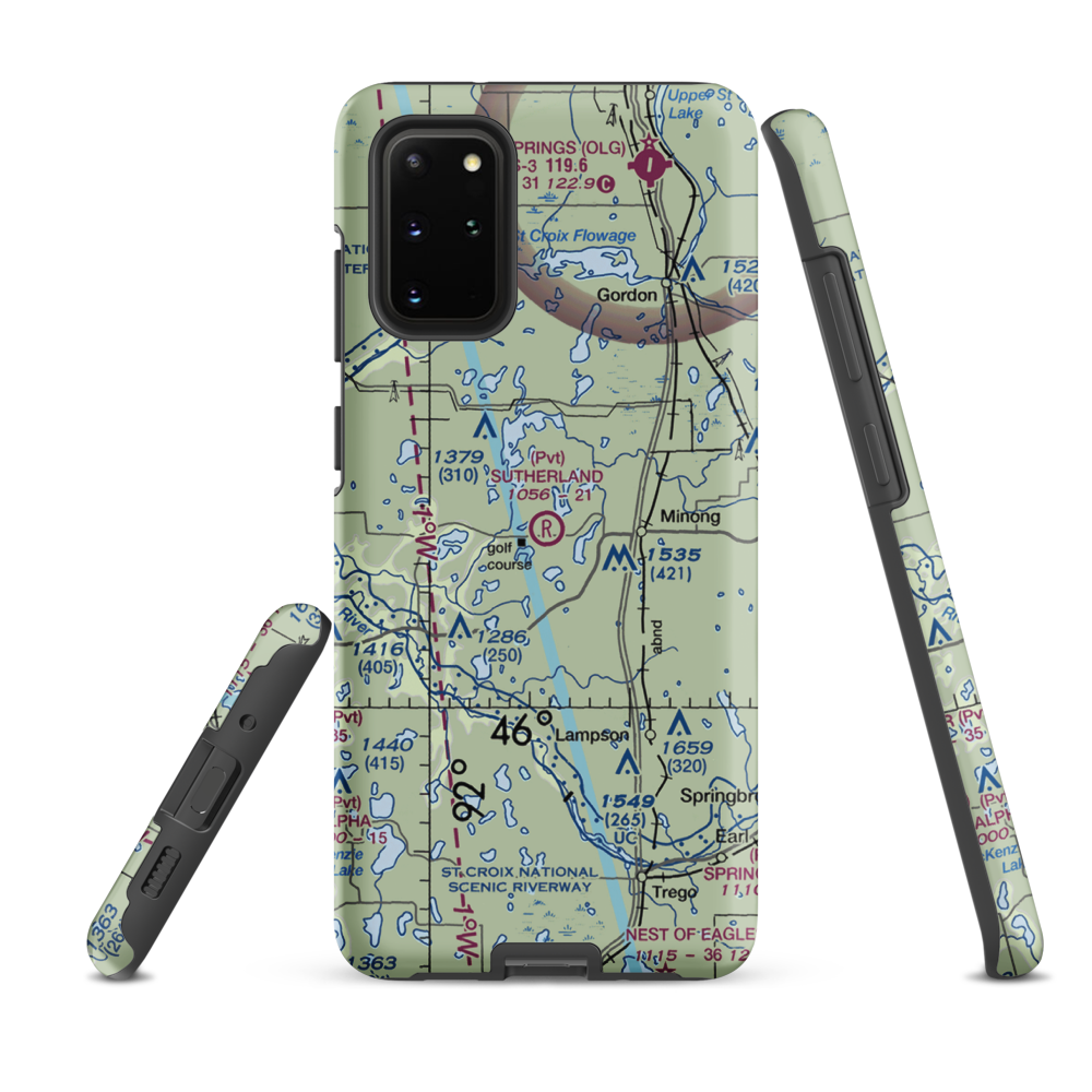 Ben Sutherland Airport (WI33) VFR Sectional Samsung Phone Case Samsung Galaxy S20 Plus model shown