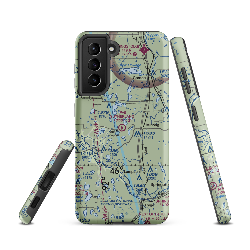 Ben Sutherland Airport (WI33) VFR Sectional Samsung Phone Case Samsung Galaxy S21 model shown