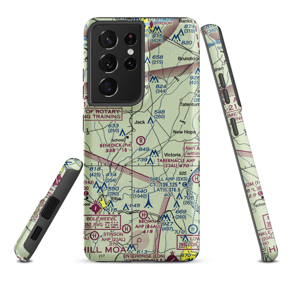 Benedick Airport (AL37) VFR Sectional Samsung Phone Case Samsung Galaxy S21 Ultra model shown