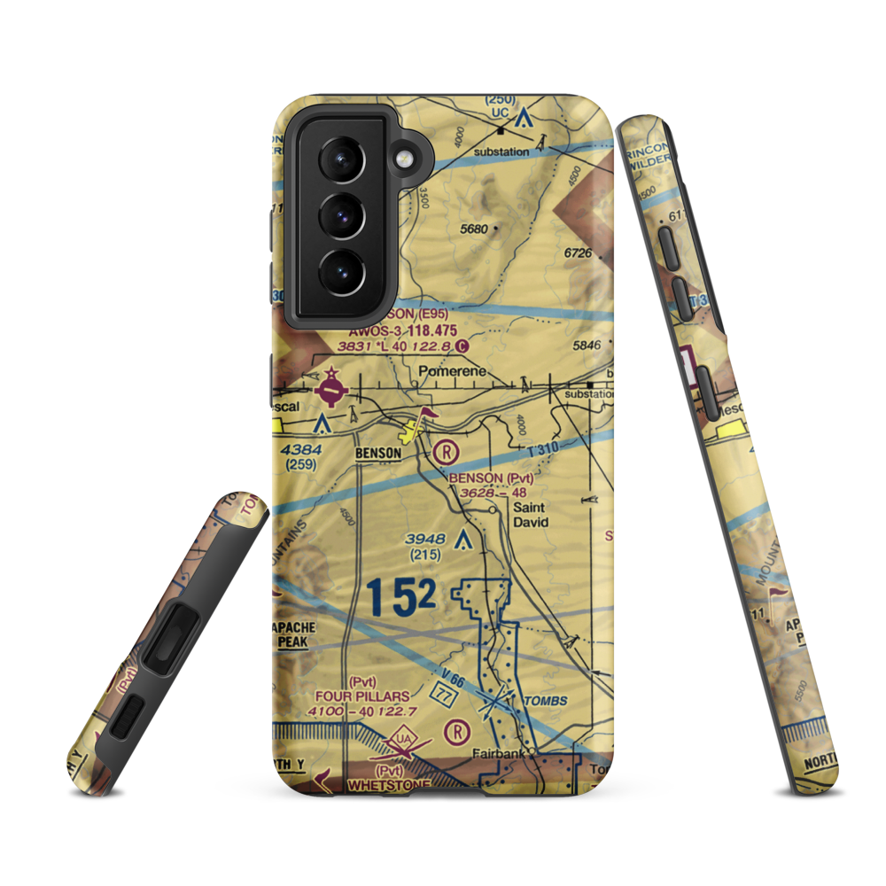 Benson Airport (31AZ) VFR Sectional Samsung Phone Case Samsung Galaxy S21 FE model shown