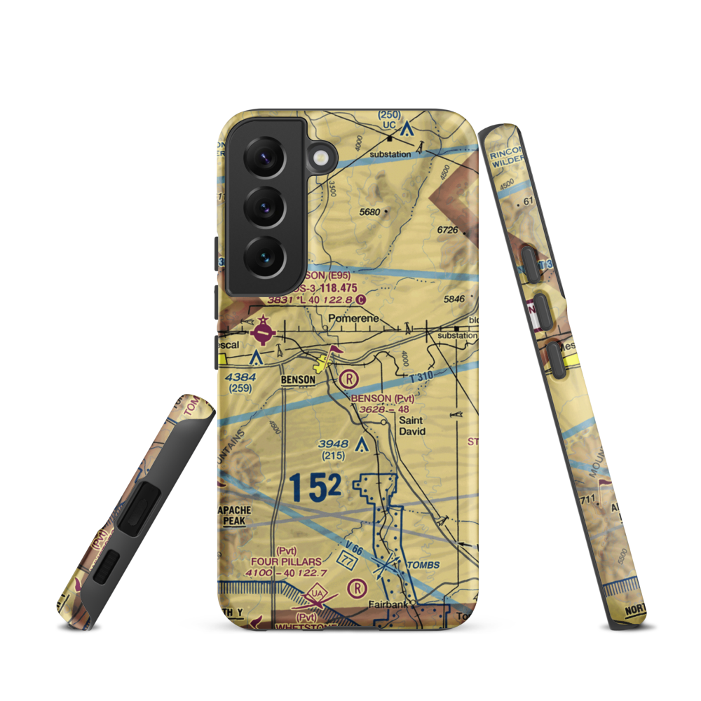 Benson Airport (31AZ) VFR Sectional Samsung Phone Case Samsung Galaxy S22 model shown