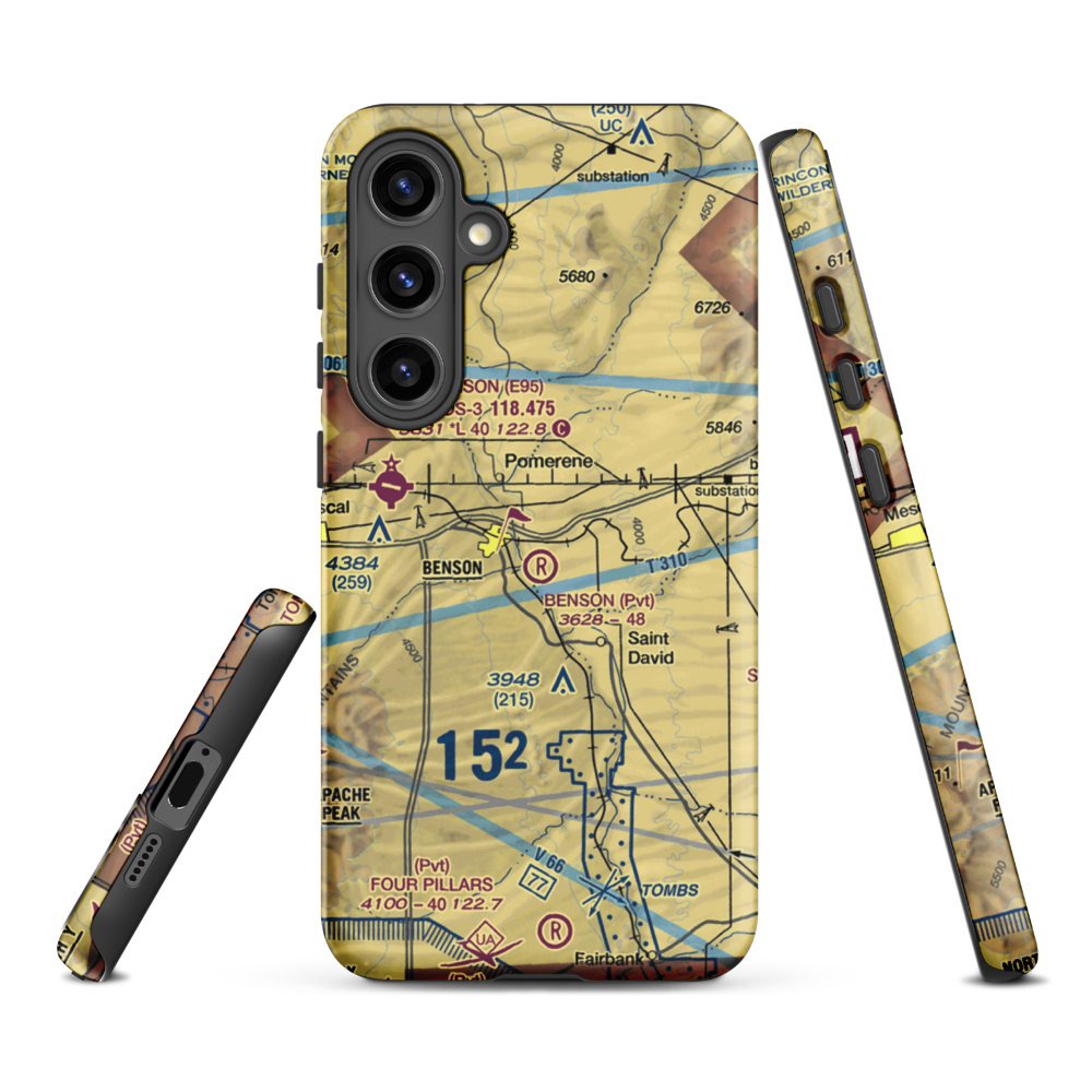 Benson Airport (31AZ) VFR Sectional Samsung Phone Case Samsung Galaxy S24 Plus model shown