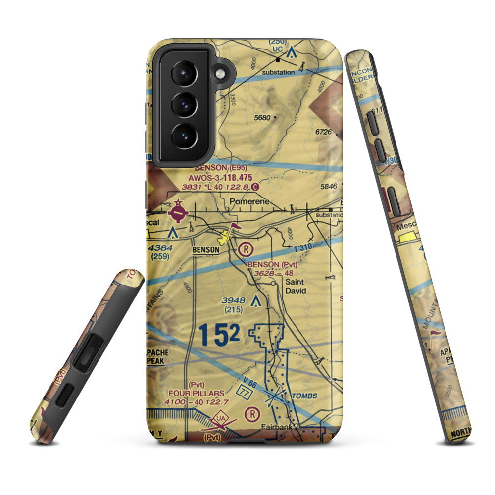 Benson Airport (31AZ) VFR Sectional Samsung Phone Case Samsung Galaxy S21 Plus model shown