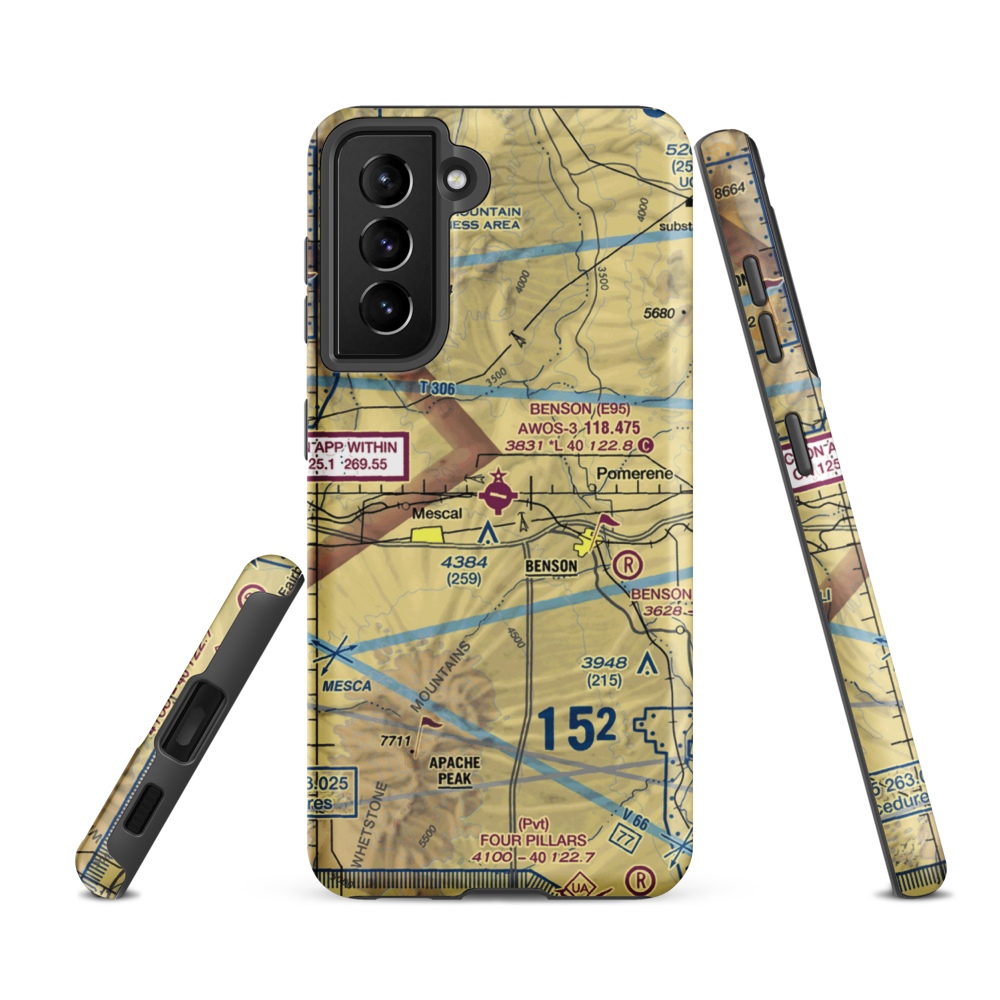 Benson Municipal Airport (E95) VFR Sectional Samsung Phone Case Samsung Galaxy S21 FE model shown