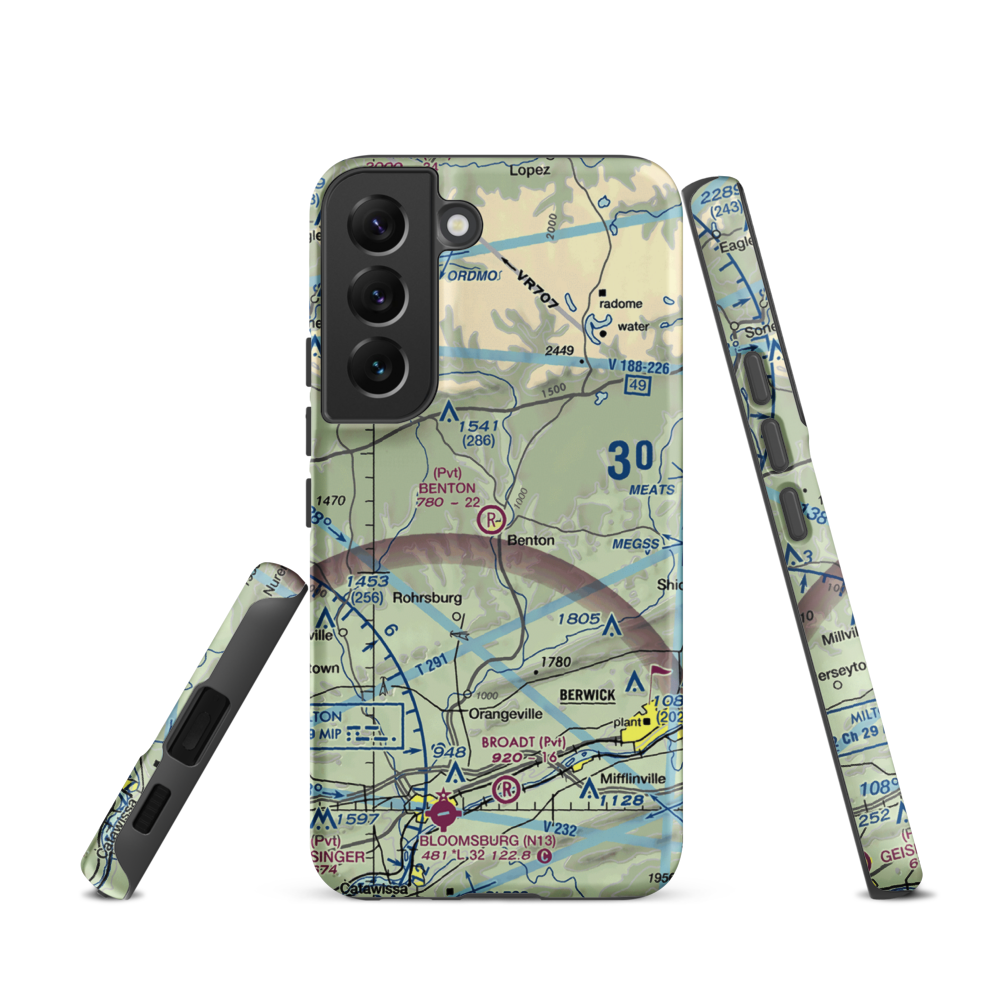 Benton Airport (PA40) VFR Sectional Samsung Phone Case Samsung Galaxy S22 model shown