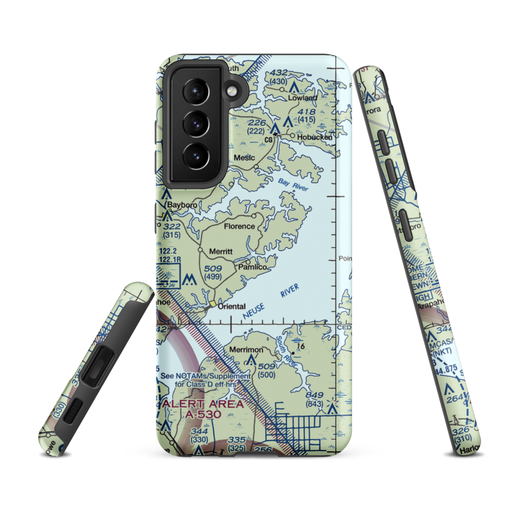 Benton Farm Airport (74NC) VFR Sectional Samsung Phone Case Samsung Galaxy S21 FE model shown