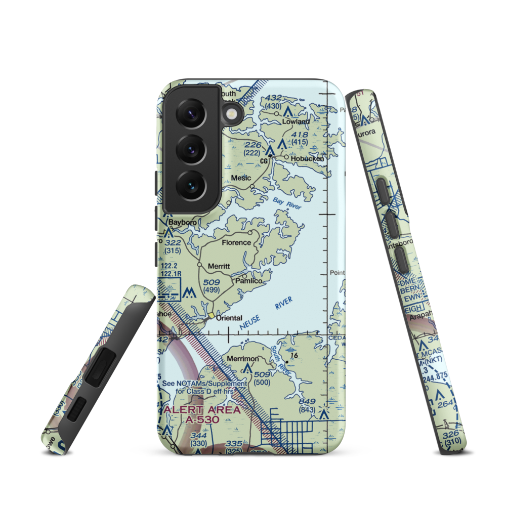 Benton Farm Airport (74NC) VFR Sectional Samsung Phone Case Samsung Galaxy S22 model shown