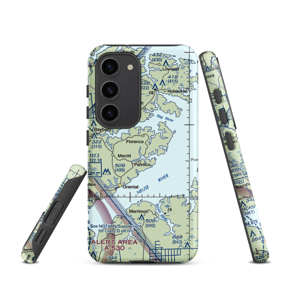 Benton Farm Airport (74NC) VFR Sectional Samsung Phone Case Samsung Galaxy S23 model shown