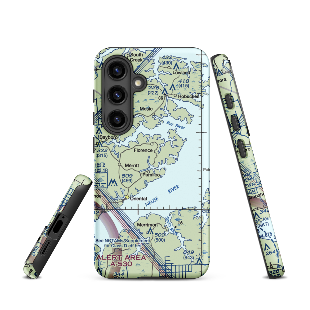 Benton Farm Airport (74NC) VFR Sectional Samsung Phone Case Samsung Galaxy S24 model shown