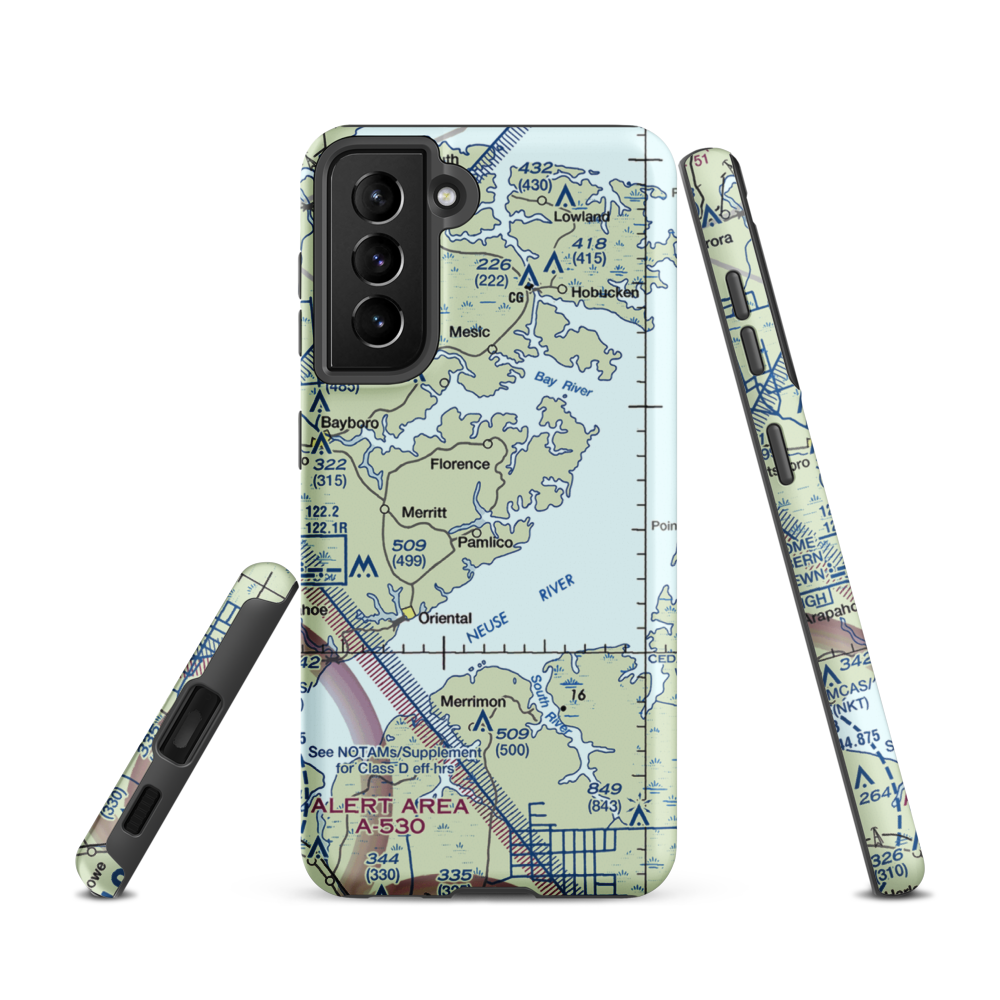 Benton Farm Airport (74NC) VFR Sectional Samsung Phone Case Samsung Galaxy S21 model shown