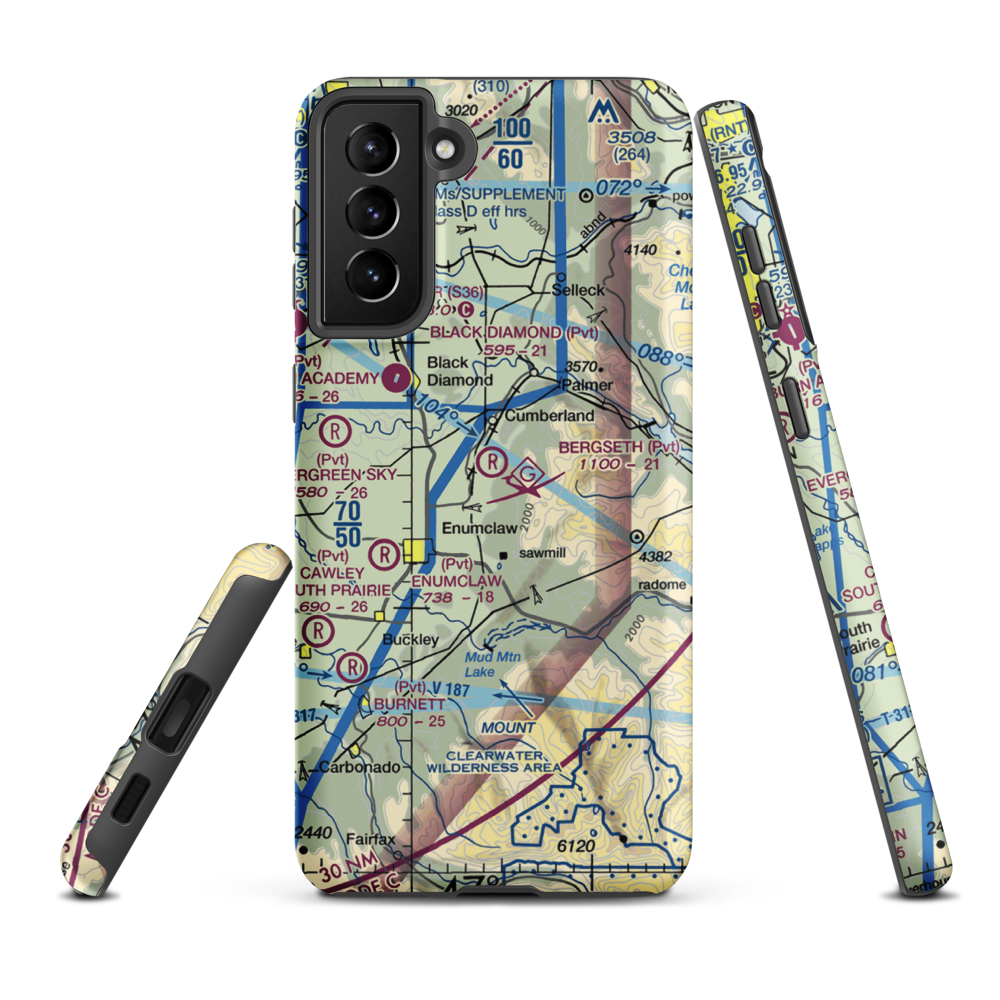 Bergseth Field (WN76) VFR Sectional Samsung Phone Case Samsung Galaxy S21 FE model shown