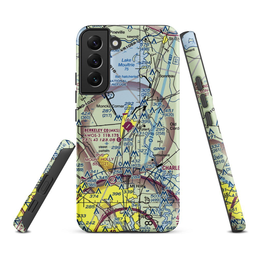 Berkeley County Airport (MKS) VFR Sectional Samsung Phone Case Samsung Galaxy S22 Plus model shown