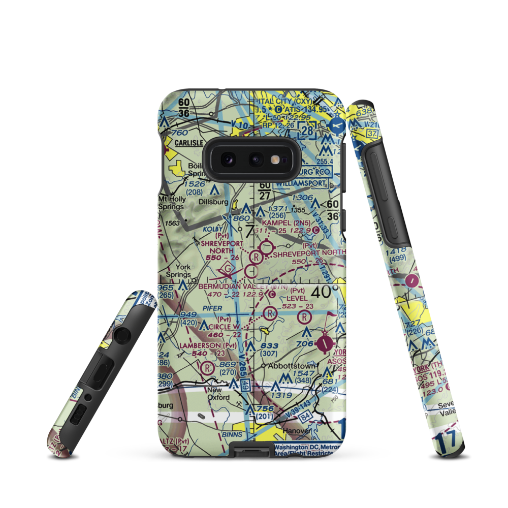 Bermudian Valley Airpark (07N) VFR Sectional Samsung Phone Case Samsung Galaxy S10e model shown