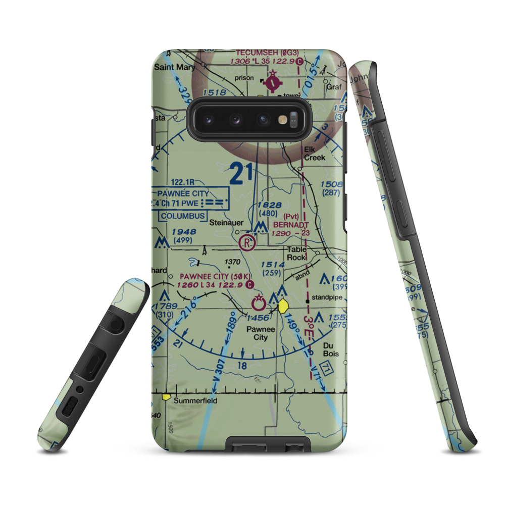 Bernadt Airport (NE20) VFR Sectional Samsung Phone Case Samsung Galaxy S10 Plus model shown