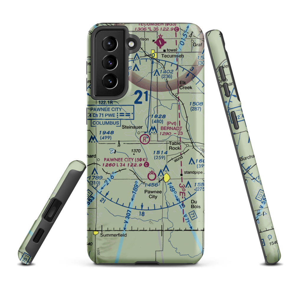 Bernadt Airport (NE20) VFR Sectional Samsung Phone Case Samsung Galaxy S21 FE model shown