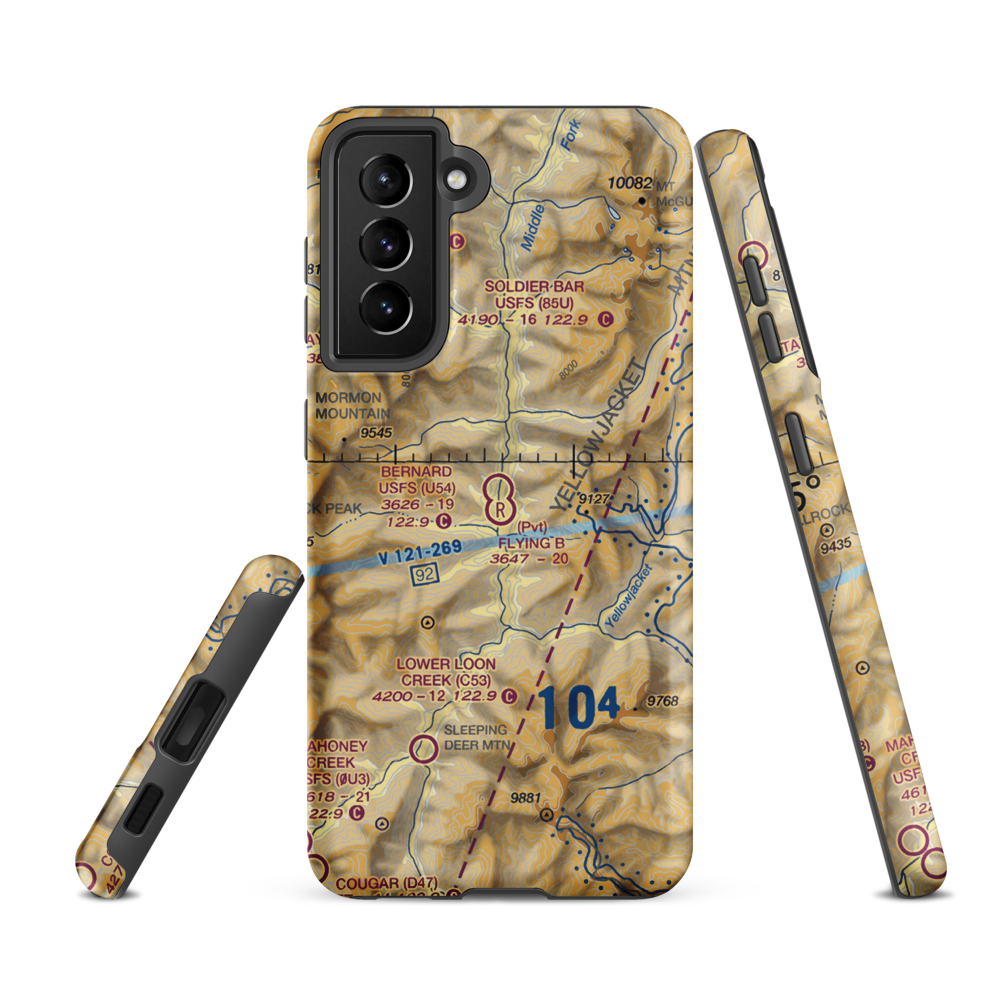Bernard US Forest Service Airport (U54) VFR Sectional Samsung Phone Case Samsung Galaxy S21 FE model shown